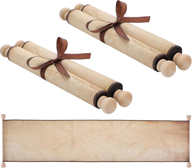 Epakh 2 Pack Blank Paper Scrolls 9 x 72 Inches Wrapped on Wood Rod for Writing, Drawing, Calligraphy, Wedding Vows, Cosplay Prop, Renaissance Festivals, Tabletop Role Playing Game(Old Color) - Image 1